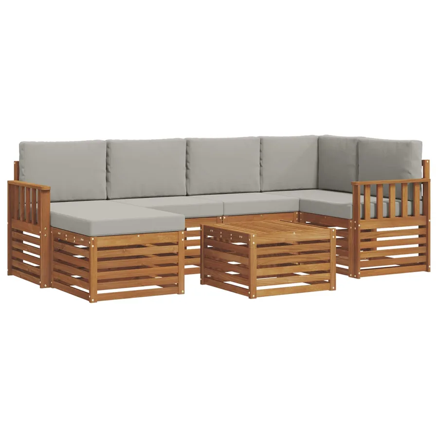Ensemble de canapé d'angle 7 pcs Gris Naturel et Clair - 2