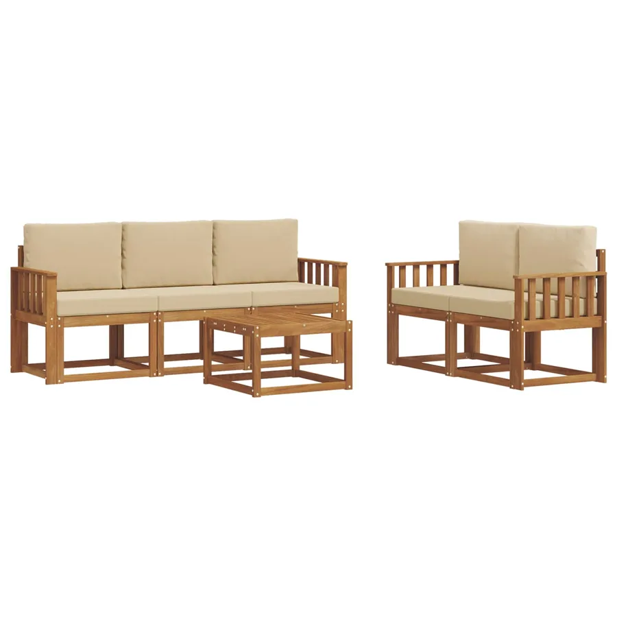 Ensemble de canapés d'extérieur 6 pcs Naturel et Beige - 2