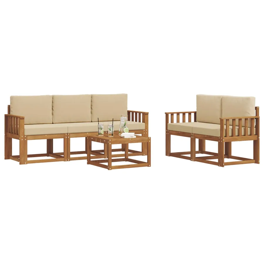 Ensemble de canapés d'extérieur 6 pcs Naturel et Beige - 3