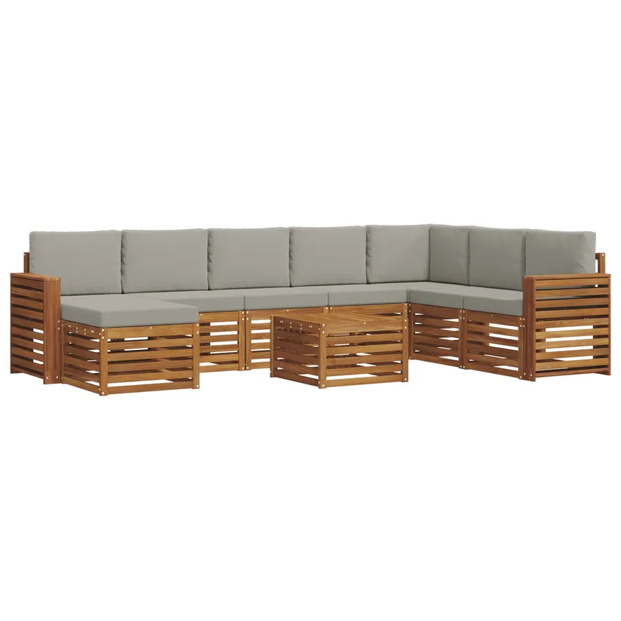 Ensemble de canapés d'extérieur 9 pcs Gris Naturel et Clair - 2