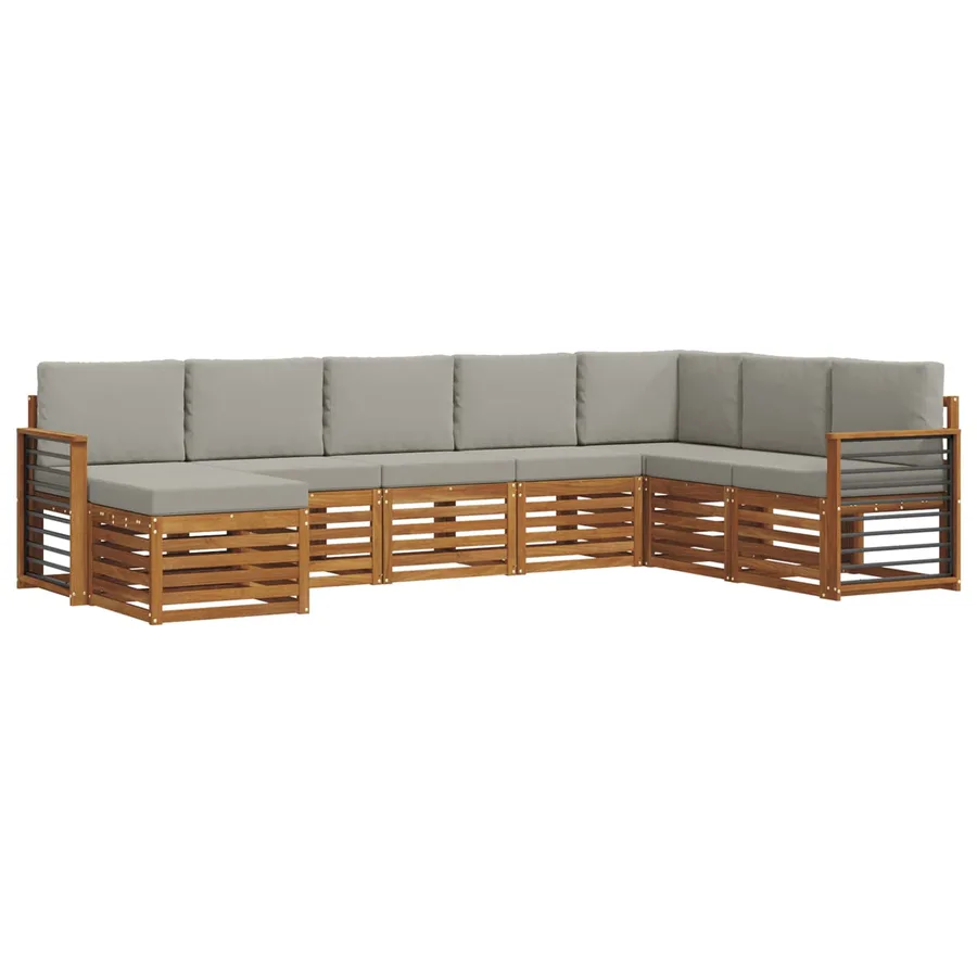 Ensemble de canapés d'extérieur 8 pcs Gris Naturel et Clair - 2