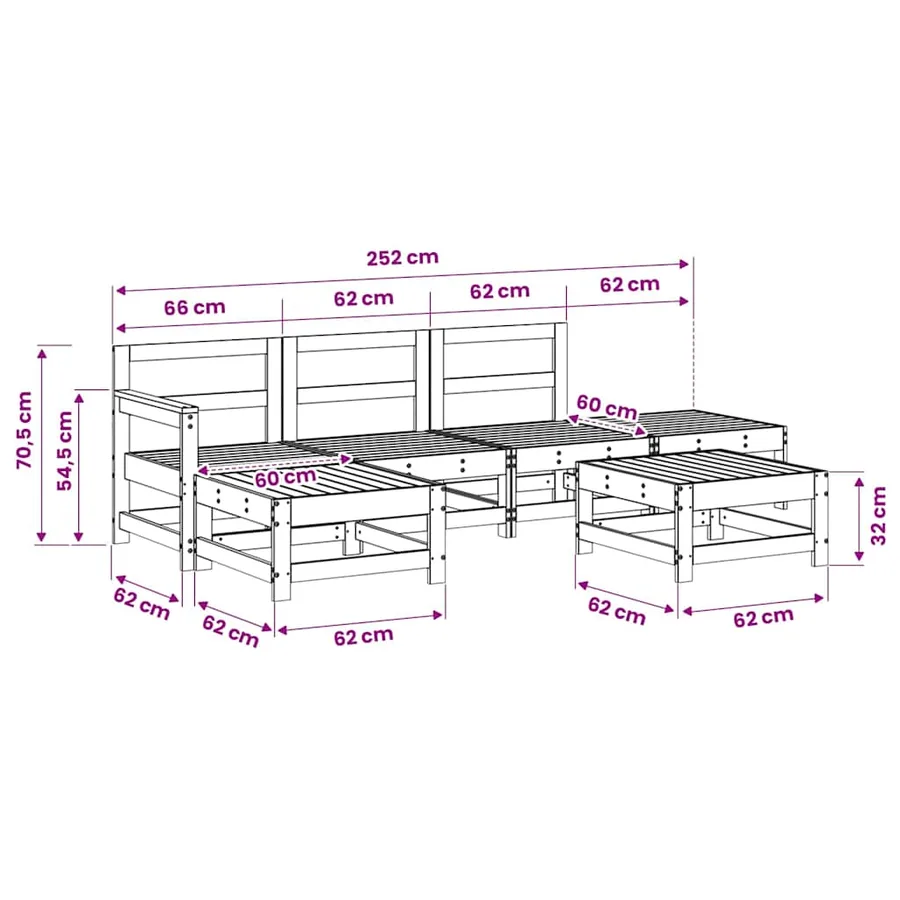 Salon de jardin 6 pcs bois massif douglas - 8