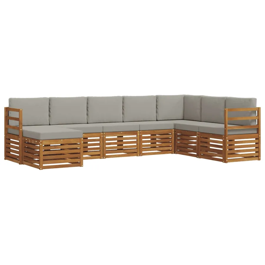 Ensemble de canapés d'extérieur 8 pcs Gris Naturel et Clair - 2