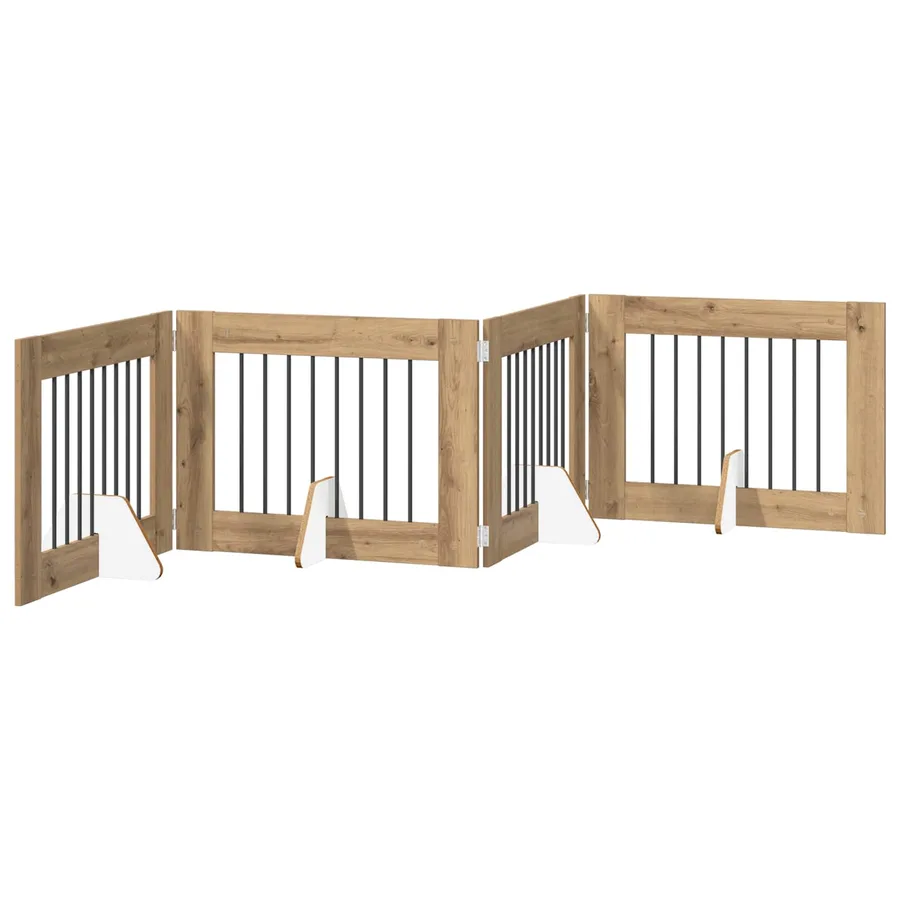 Porte de chien pliable avec supports 4 pcs Chêne artisanal - 2