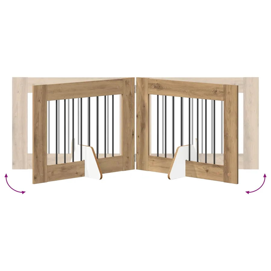 Porte de chien pliable avec supports 4 pcs Chêne artisanal - 6