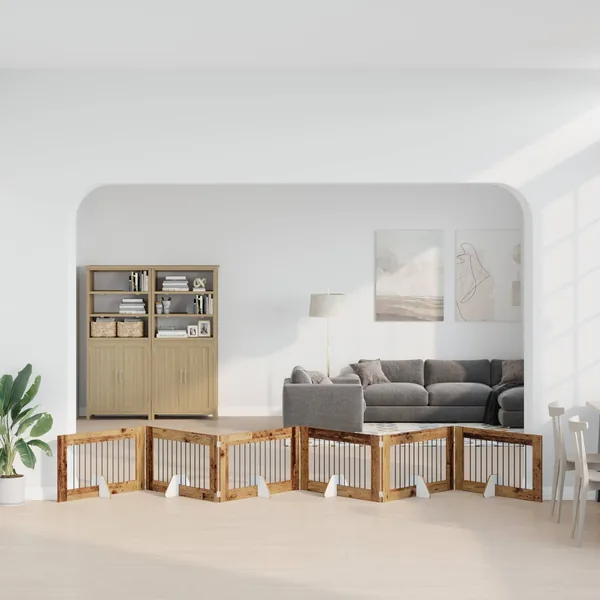 Porte de chien pliable avec supports 6 pcs Bois ancien 602 cm