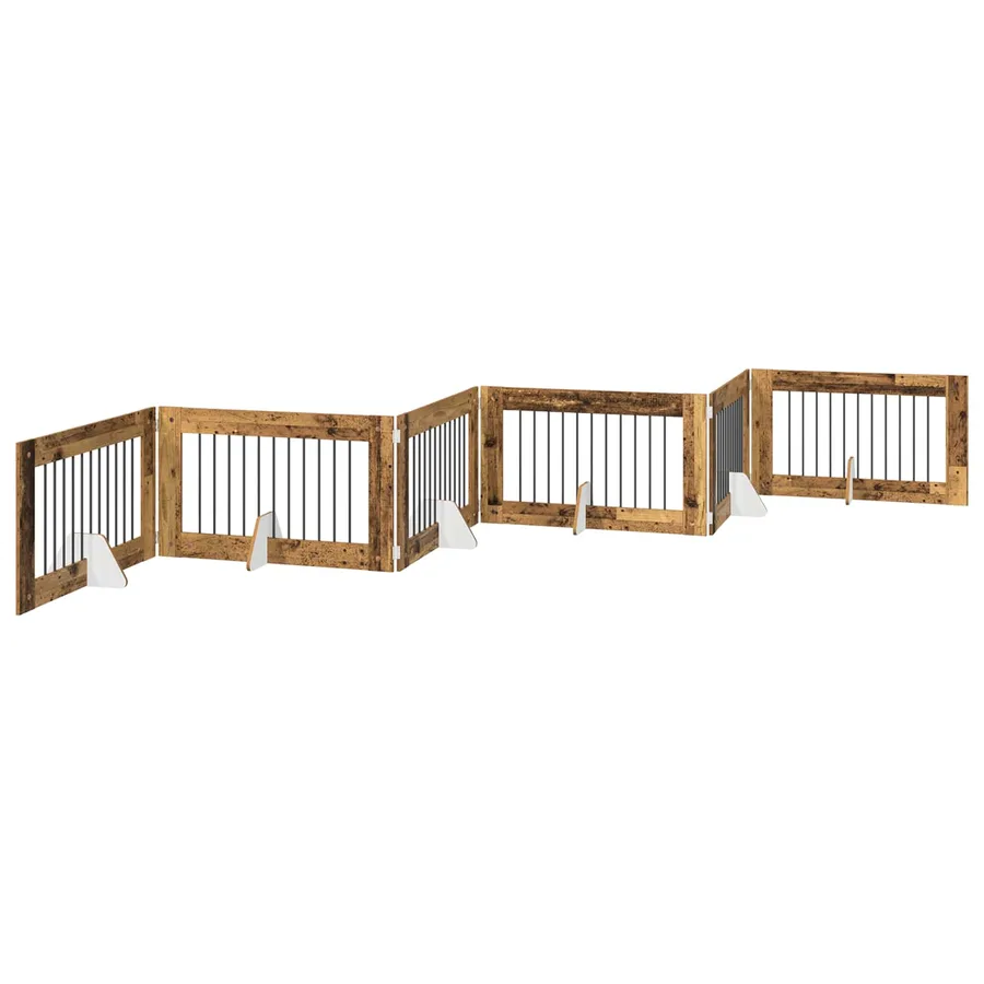 Porte de chien pliable avec supports 6 pcs Bois ancien 602 cm - 2