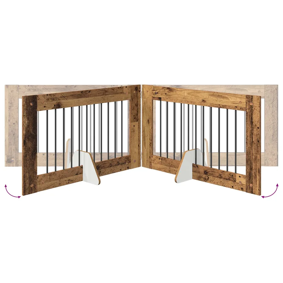 Porte de chien pliable avec supports 6 pcs Bois ancien 602 cm - 6
