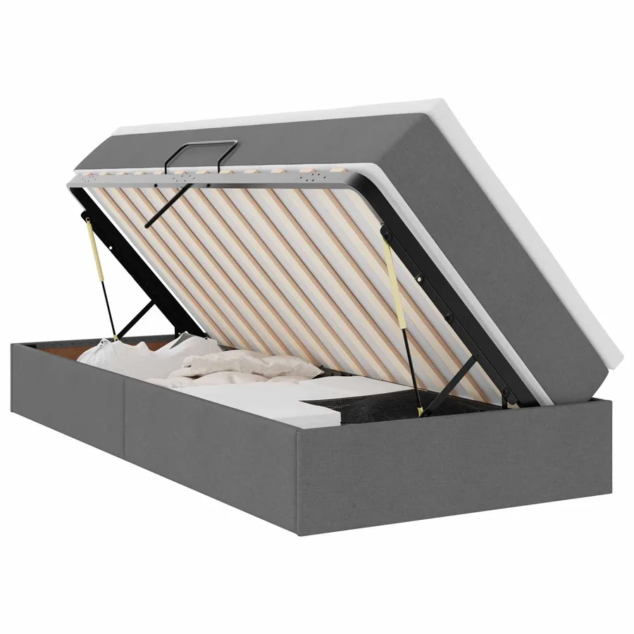 Lit avec rangement et matelas Gris foncé 100 x 200 cm Polyester - 2