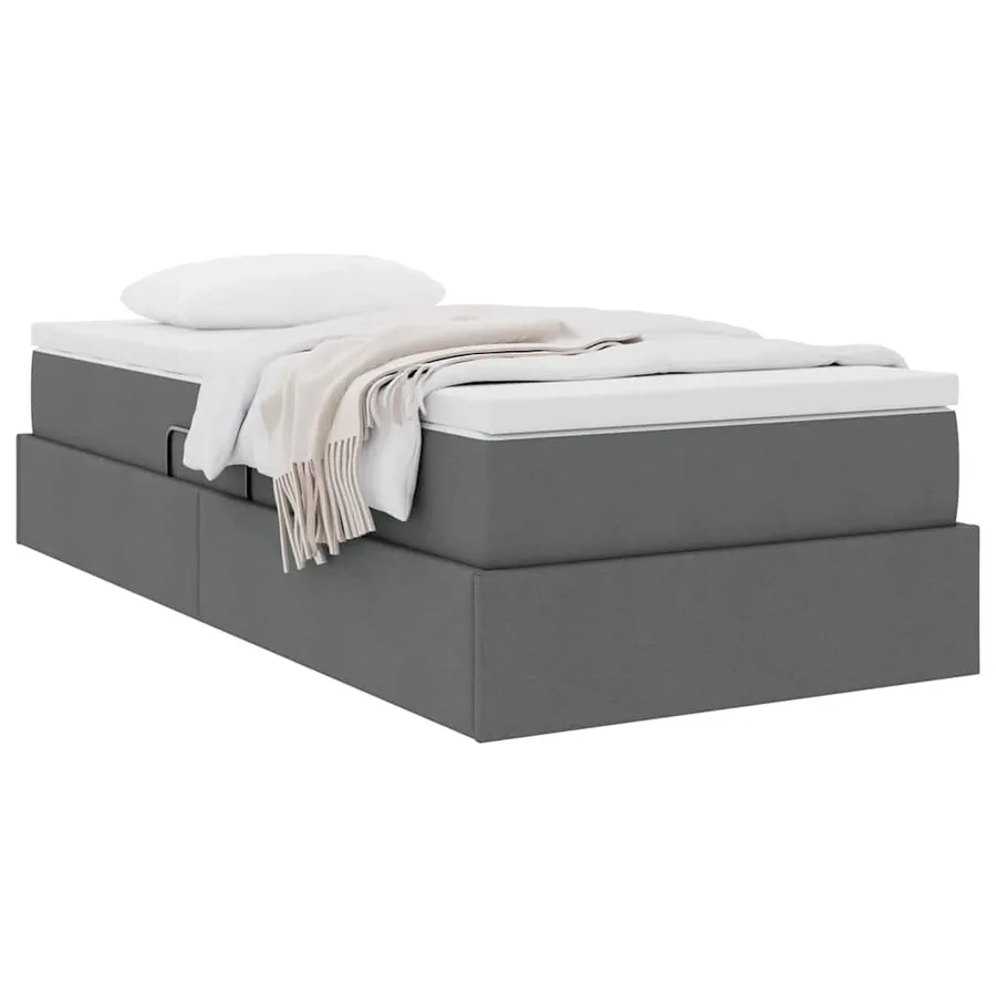 Lit avec rangement et matelas Gris foncé 100 x 200 cm Polyester - 3