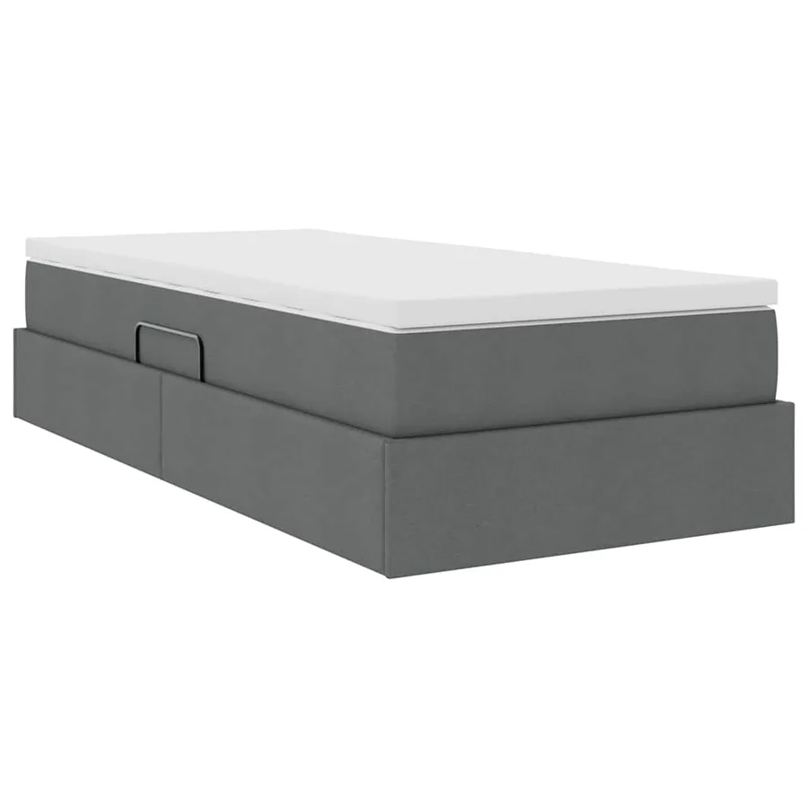 Lit avec rangement et matelas Gris foncé 100 x 200 cm Polyester - 5