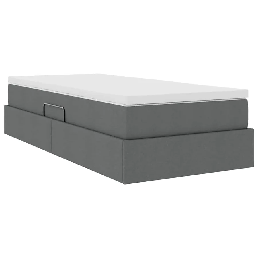 Lit avec rangement et matelas Gris foncé 100 x 200 cm Polyester - 8