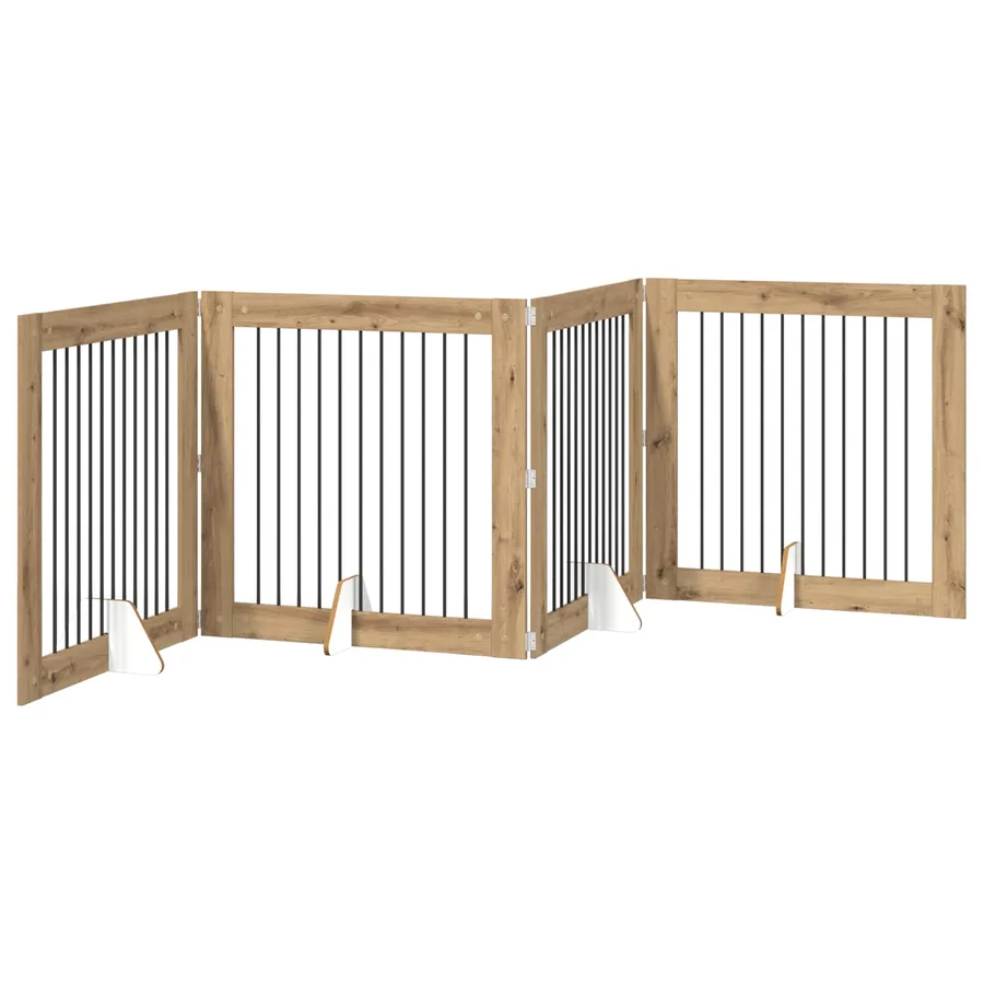 Porte de chien pliable avec supports 4 pcs Chêne artisanal - 2