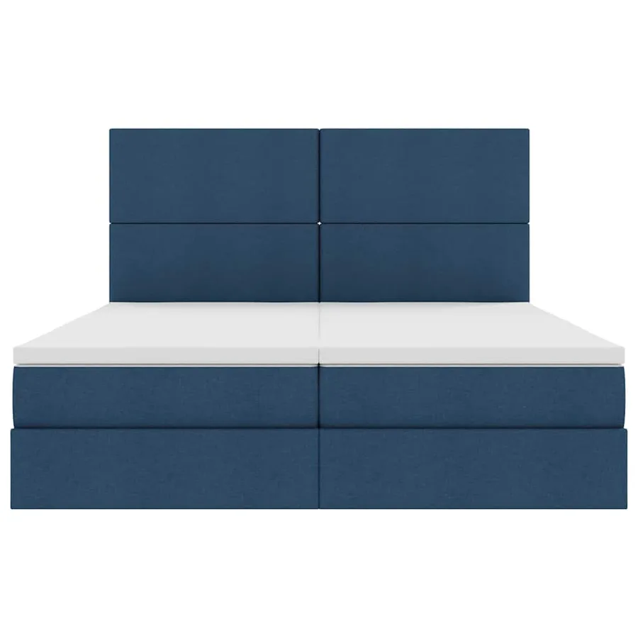 Lit de Rangement avec tête de lit Bleu 180 x 200 cm Tissu - 10
