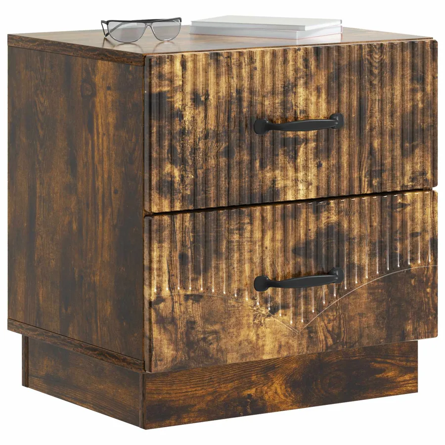 Cabinet de chevet avec tiroir Chêne fumé 43 x 34,5 x 44,5 cm - 3