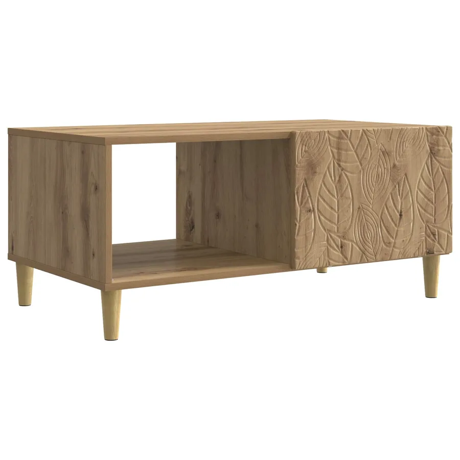Table basse Chêne artisanal 90 x 50 x 40 cm Bois d'ingénierie - 2
