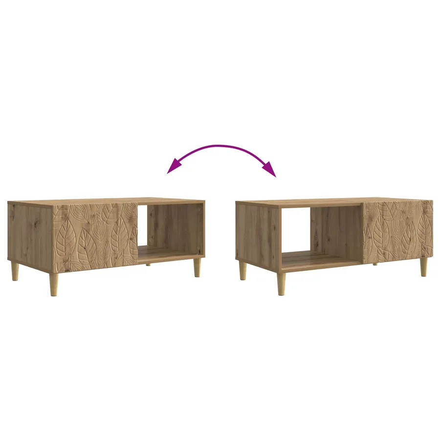 Table basse Chêne artisanal 90 x 50 x 40 cm Bois d'ingénierie - 9