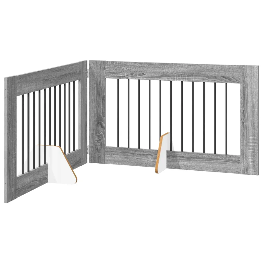 Porte de chien pliable avec supports 2 pcs Sonoma gris 200,5 cm - 2
