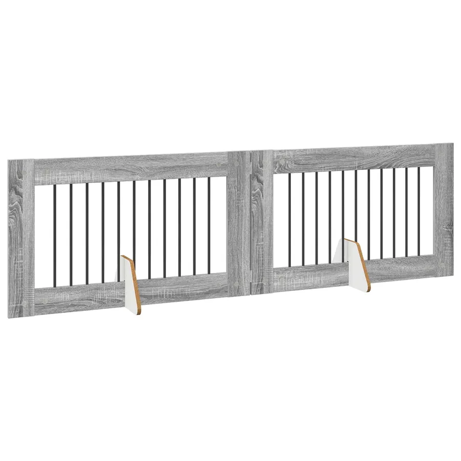 Porte de chien pliable avec supports 2 pcs Sonoma gris 200,5 cm - 3