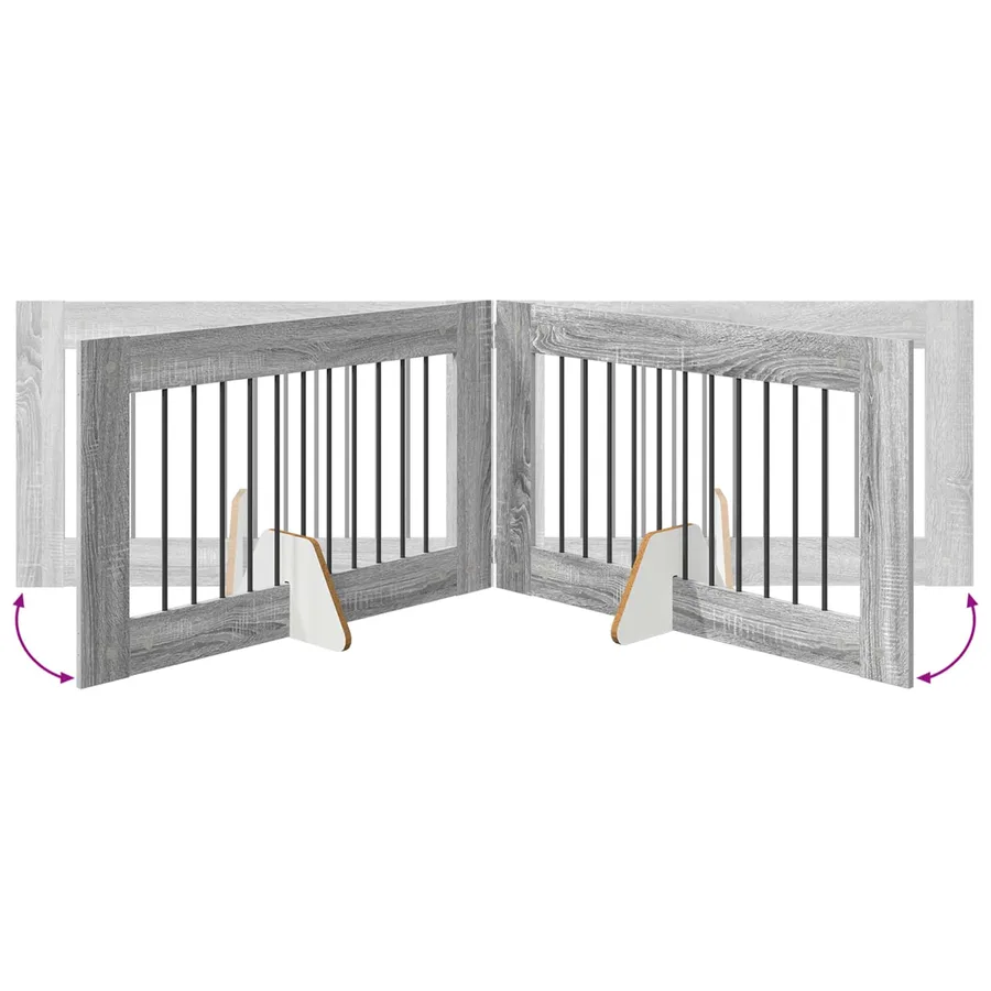 Porte de chien pliable avec supports 2 pcs Sonoma gris 200,5 cm - 7