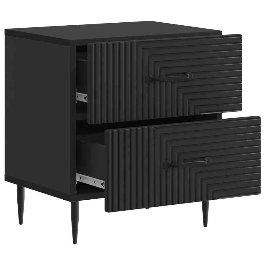 Cabinet de chevet avec tiroir 2 pcs Noir 43 x 34,5 x 47,5 cm - 6