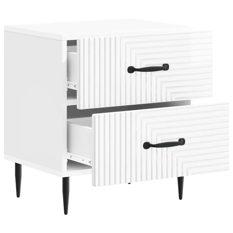 Cabinet de chevet 2 pcs Blanc brillant 43 x 34,5 x 47,5 cm - 6
