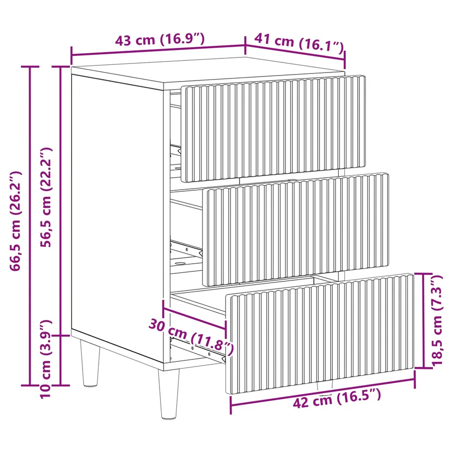 Cabinet de chevet avec tiroir Blanc brillant 43 x 41 x 66,5 cm - 11