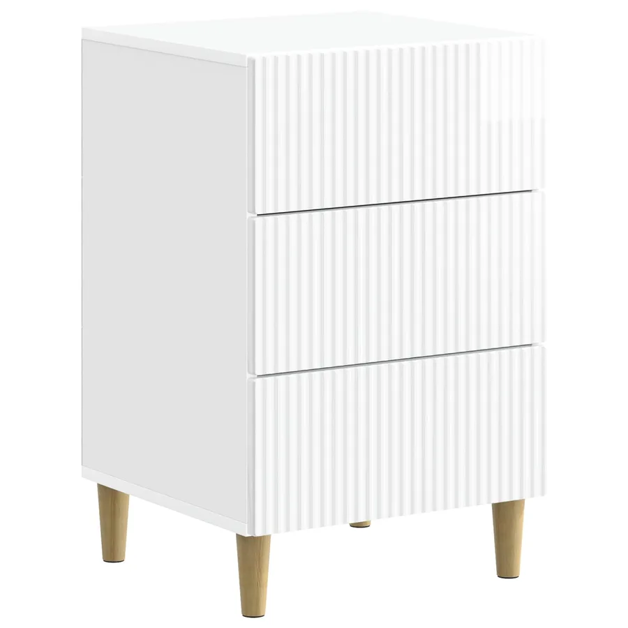 Cabinet de chevet avec tiroir Blanc brillant 43 x 41 x 66,5 cm - 2