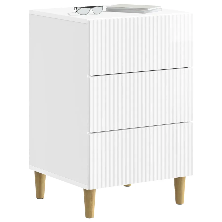 Cabinet de chevet avec tiroir Blanc brillant 43 x 41 x 66,5 cm - 3