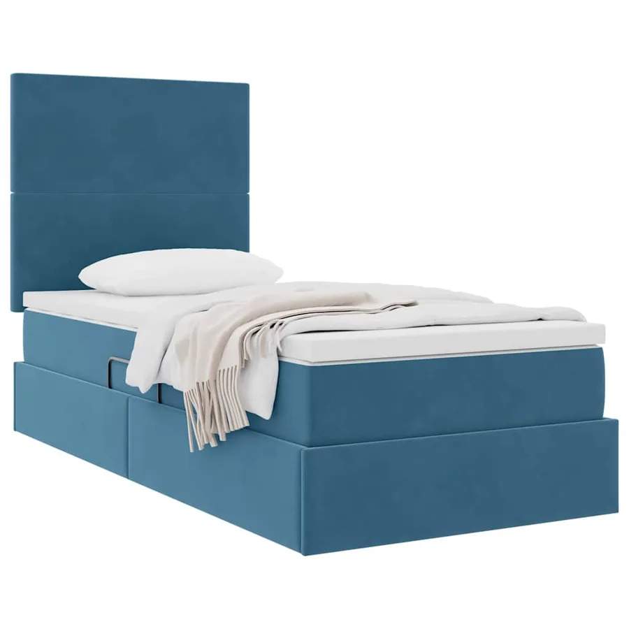 Lit avec rangement et matelas Bleu foncé 90 x 200 cm Velours - 3