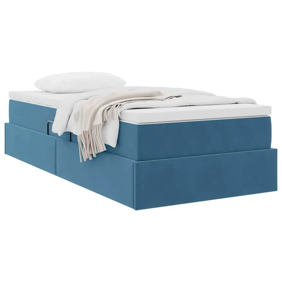 Lit avec rangement et matelas Bleu foncé 90 x 200 cm Velours - 3