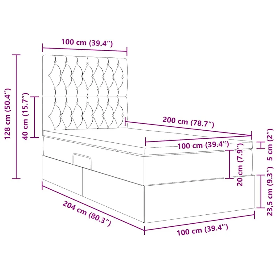 Lit de rangement LED avec matelas Gris clair 100 x 200 cm - 17
