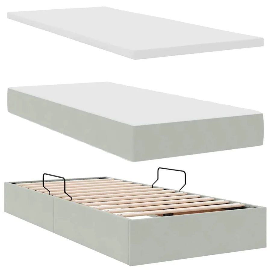 Lit de rangement LED avec matelas Gris clair 100 x 200 cm - 9