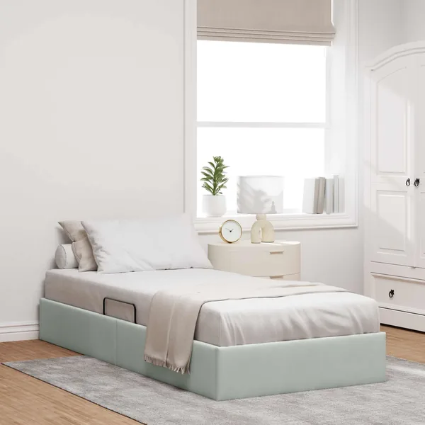 Cadre de lit ottoman Gris clair 100 x 200 cm Velours