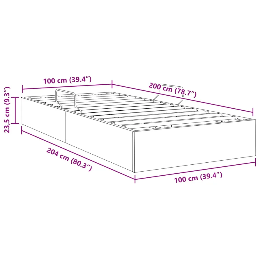 Cadre de lit ottoman Gris clair 100 x 200 cm Velours - 13