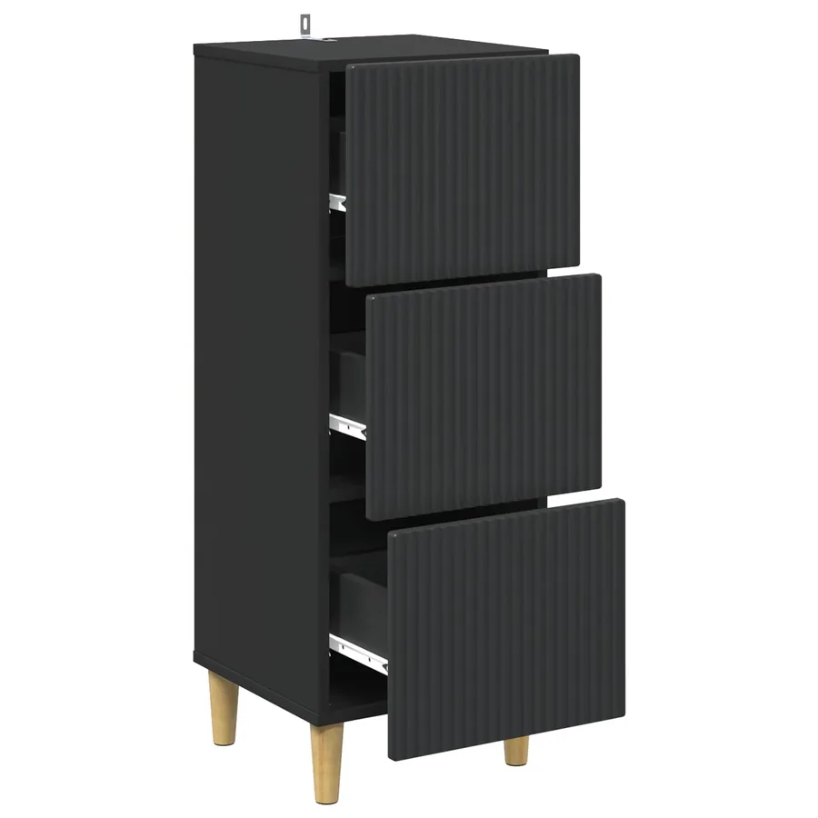 Armoire à tiroirs Noir 33 x 34,5 x 90 cm Bois d'ingénierie - 5