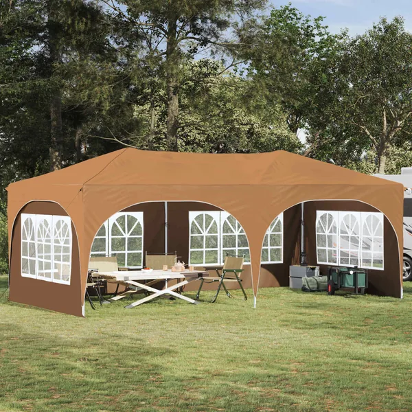 Tente de fête pop-up 575 x 288 x 245 cm Beige Tissu Oxford