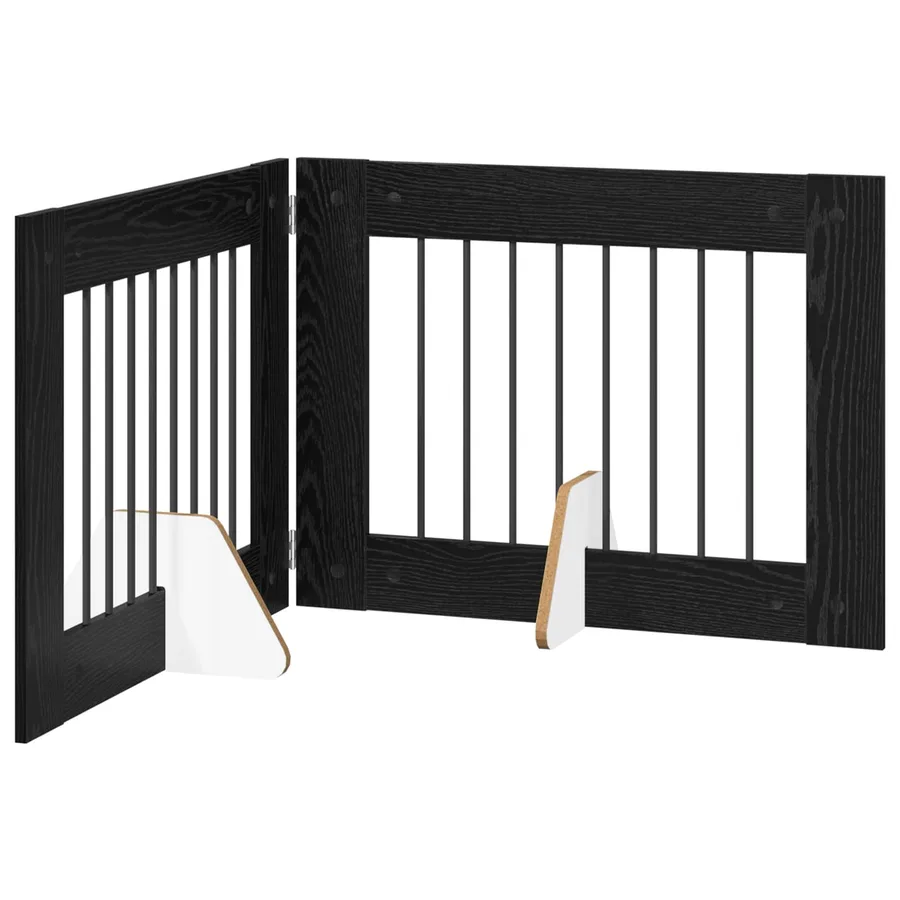 Porte de chien pliable avec supports 2 pcs Chêne noir 160,5 cm - 2