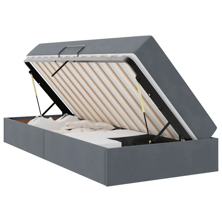 Lit avec rangement et matelas Gris foncé 90 x 190 cm Velours - 2