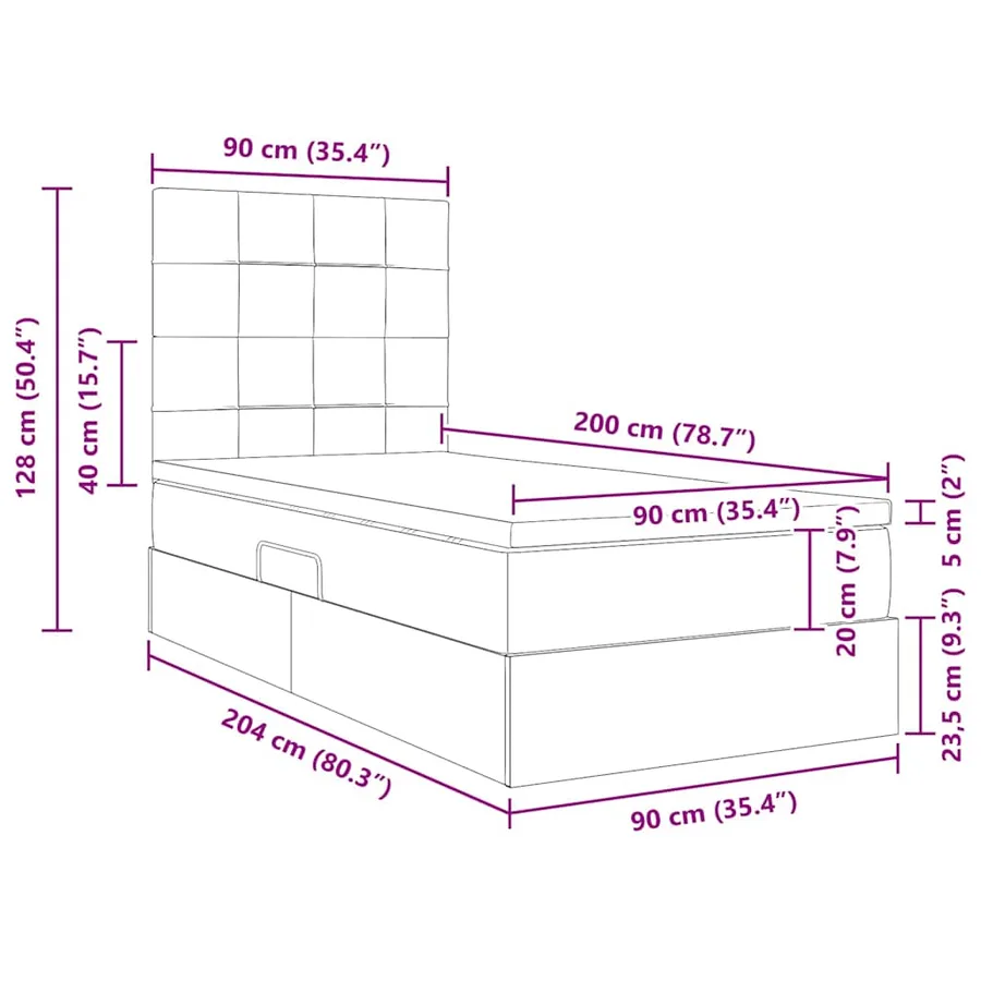 Lit de rangement LED avec matelas Vert foncé 90 x 200 cm - 17