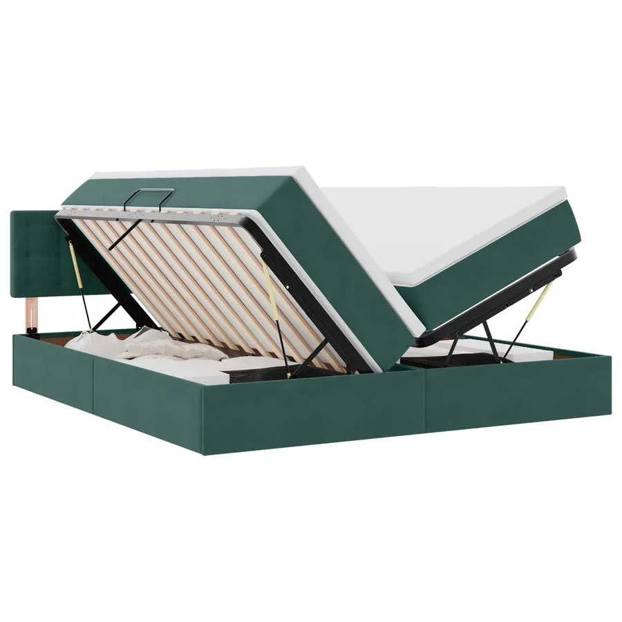 Lit de Rangement avec matelas Vert foncé 90 x 200 cm - 2
