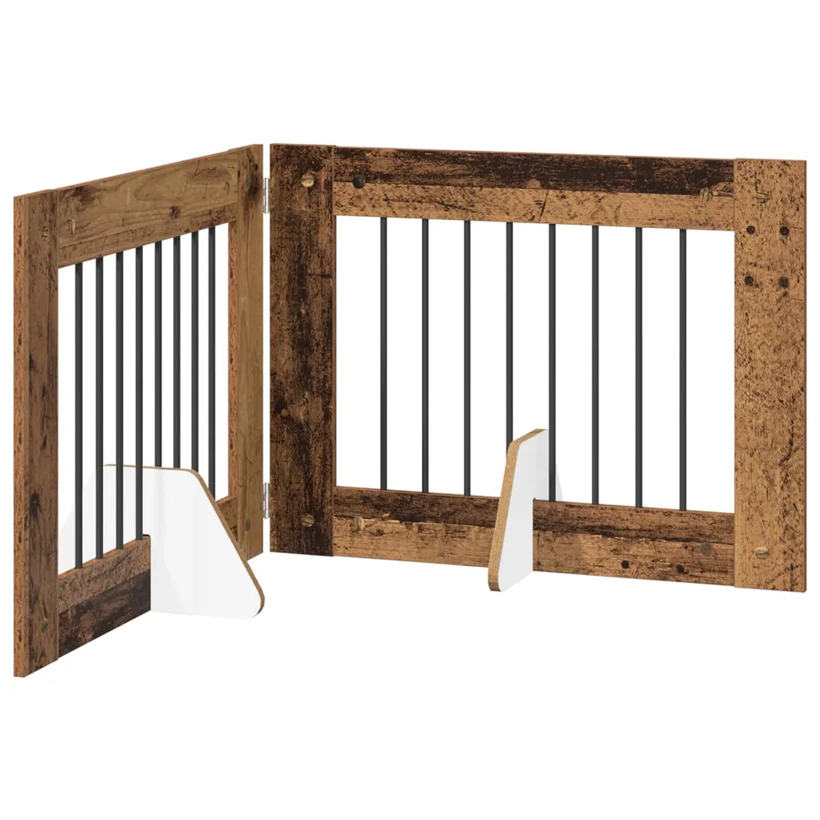 Porte de chien pliable avec supports 2 pcs Bois ancien 160,5 cm - 2