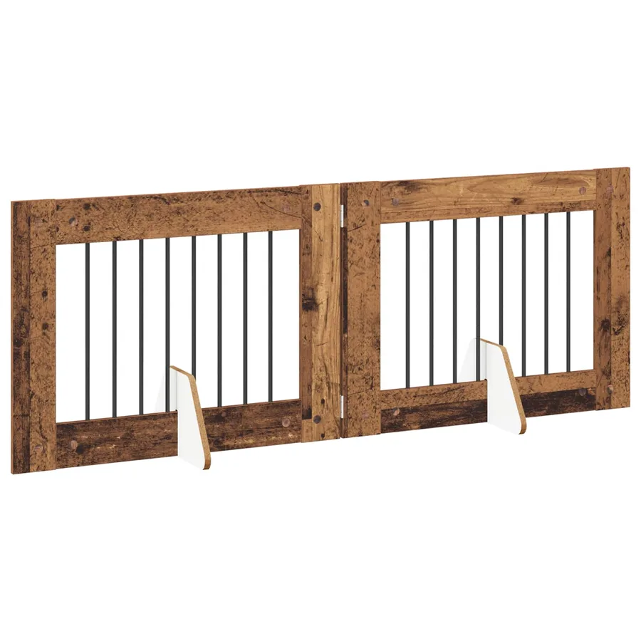 Porte de chien pliable avec supports 2 pcs Bois ancien 160,5 cm - 3
