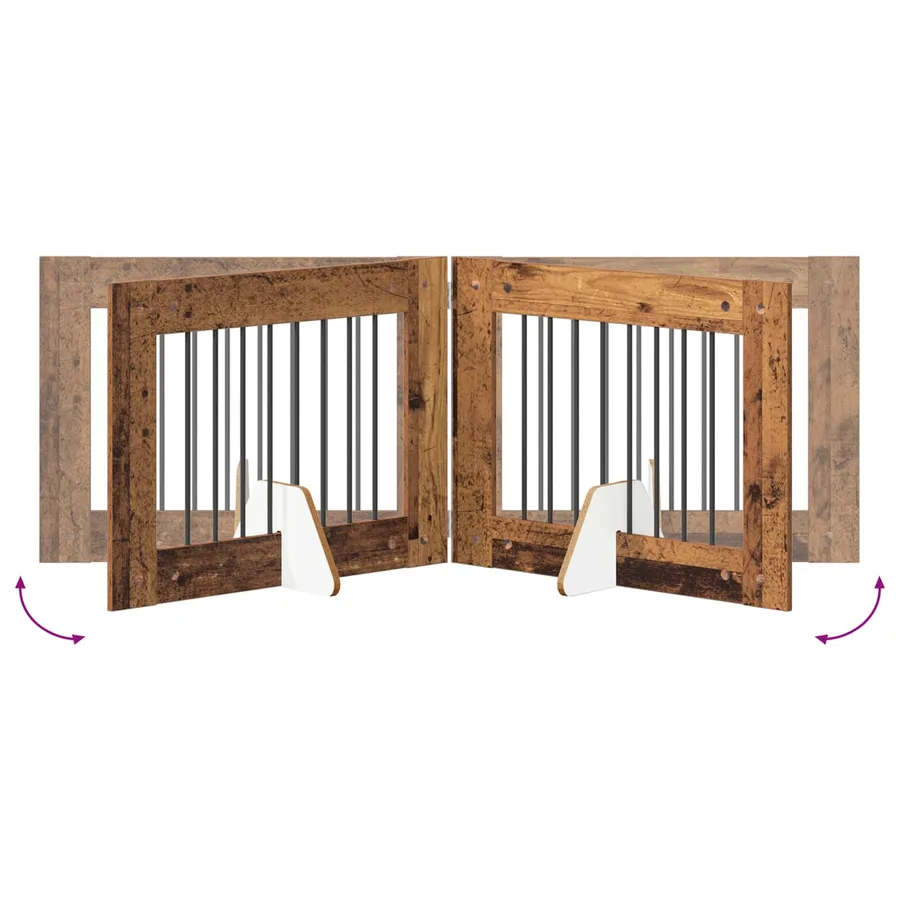 Porte de chien pliable avec supports 2 pcs Bois ancien 160,5 cm - 7