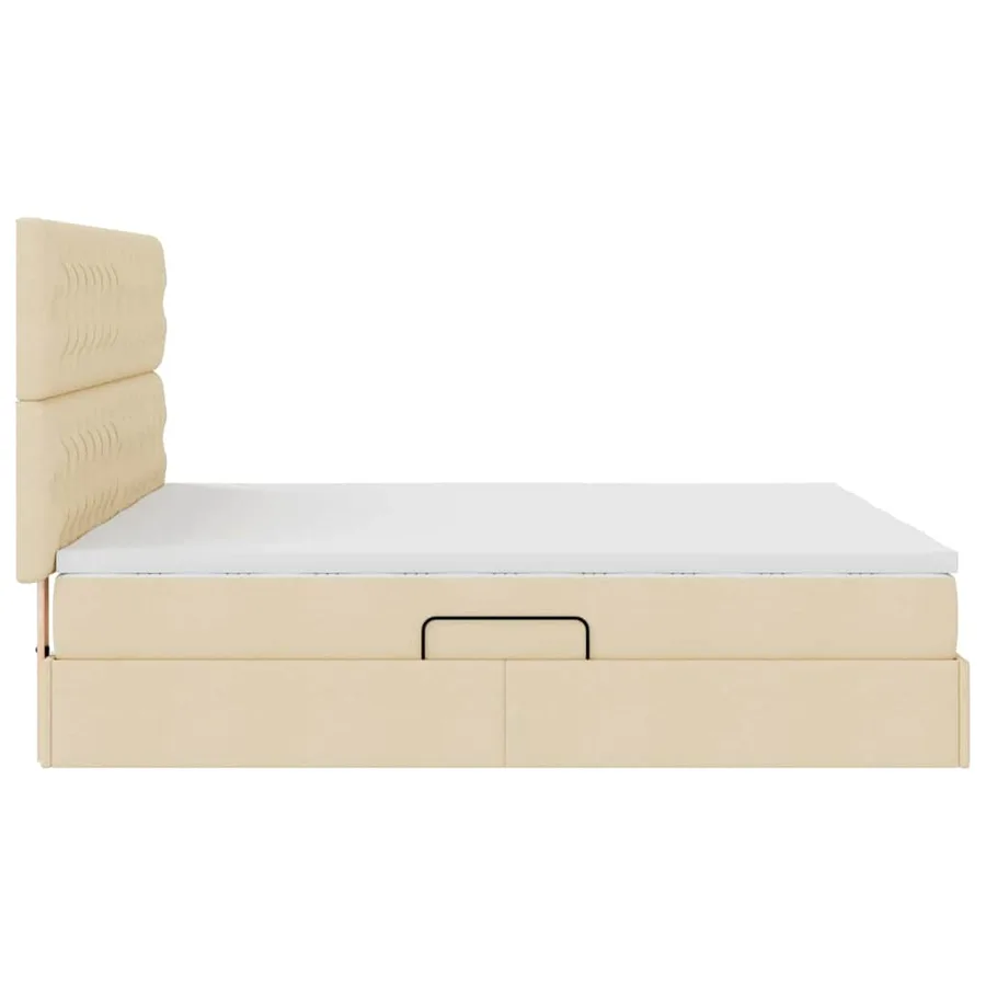 Lit de rangement LED avec matelas Crème 200 x 200 cm Tissu - 12