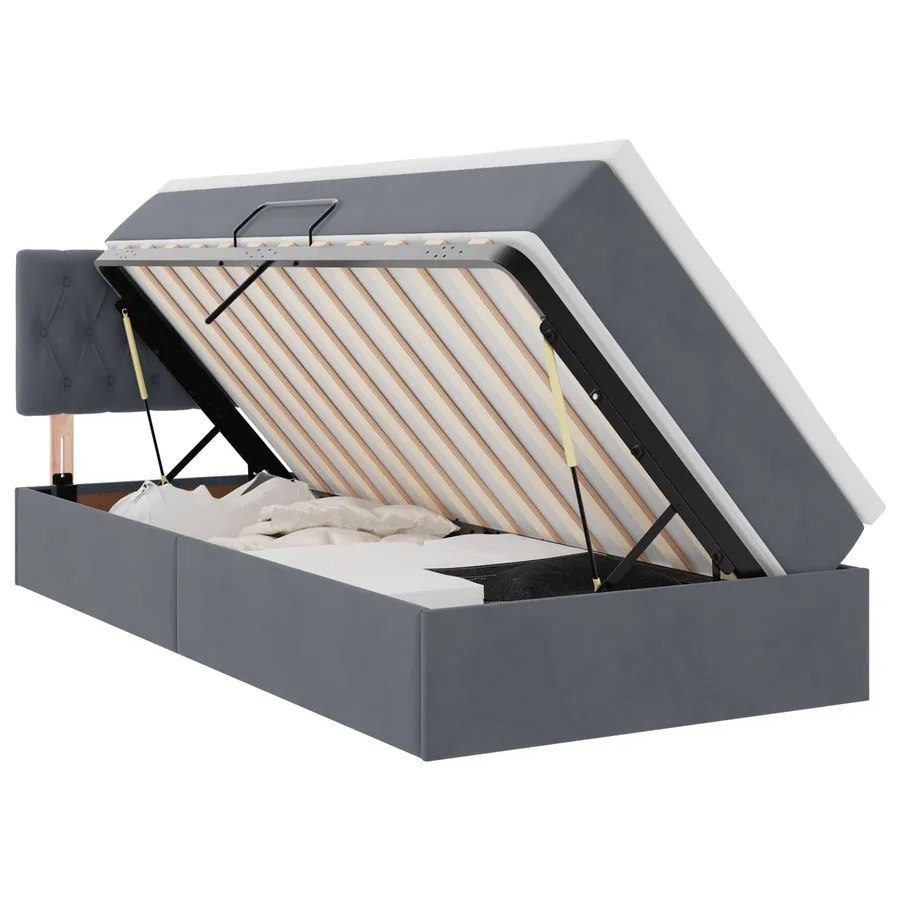 Lit de rangement LED avec matelas Gris foncé 90 x 200 cm - 2