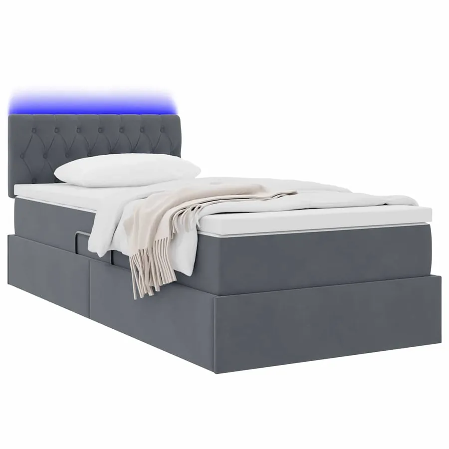 Lit de rangement LED avec matelas Gris foncé 90 x 200 cm - 3