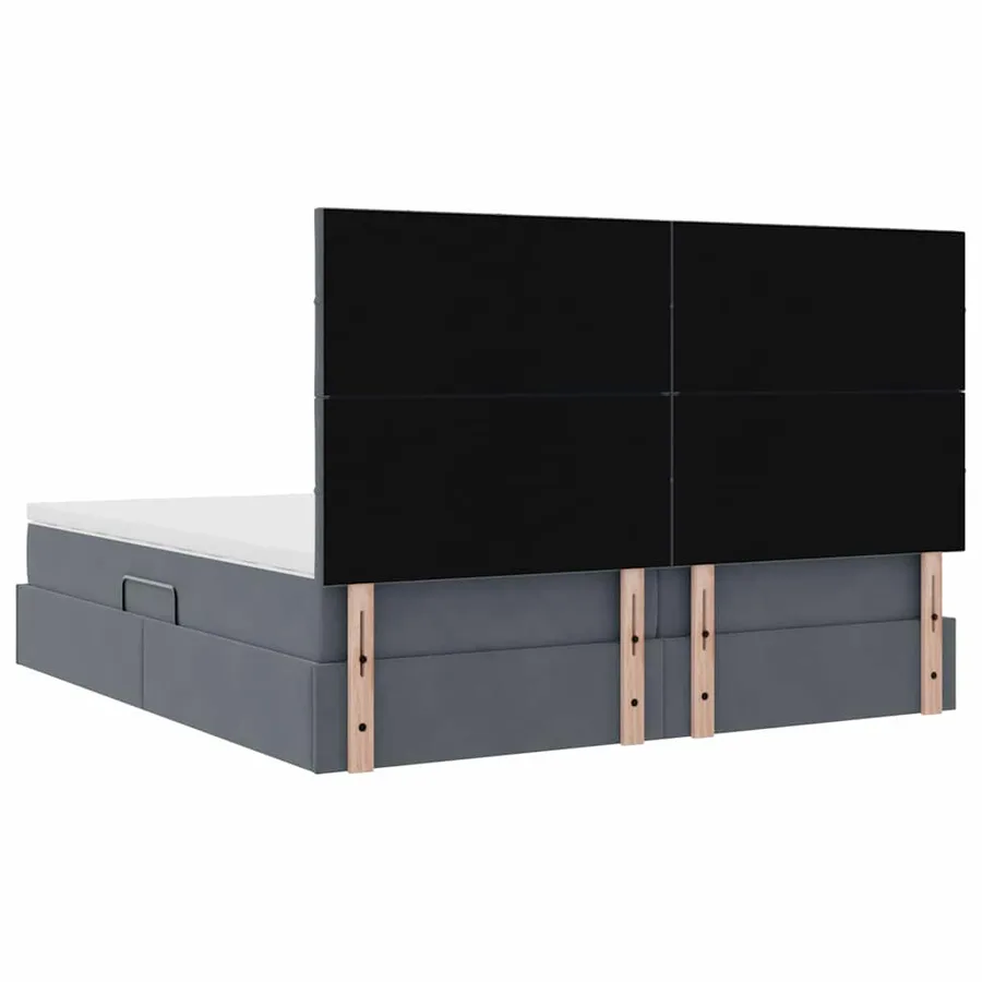 Lit de rangement LED avec matelas Gris foncé 200 x 200 cm - 13