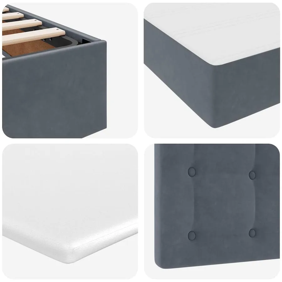 Lit de rangement LED avec matelas Gris foncé 200 x 200 cm - 14