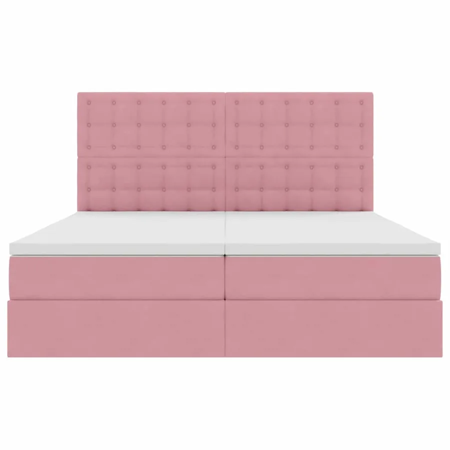 Lit de Rangement avec tête de lit Rose 200 x 200 cm Velours - 8